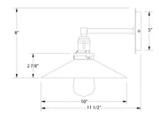 10" wall sconce dimensions: 8" height, 5" wall mount, 11 1/2" overall width