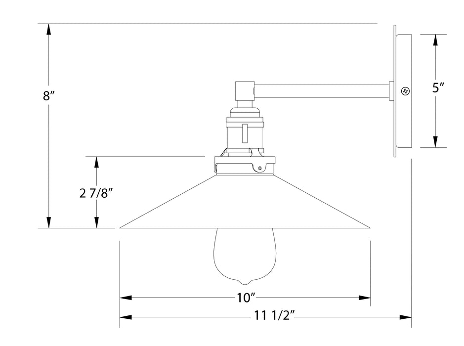 Uno 10" Wall Sconce in Architectural Bronze with Brushed Brass Line Drawing