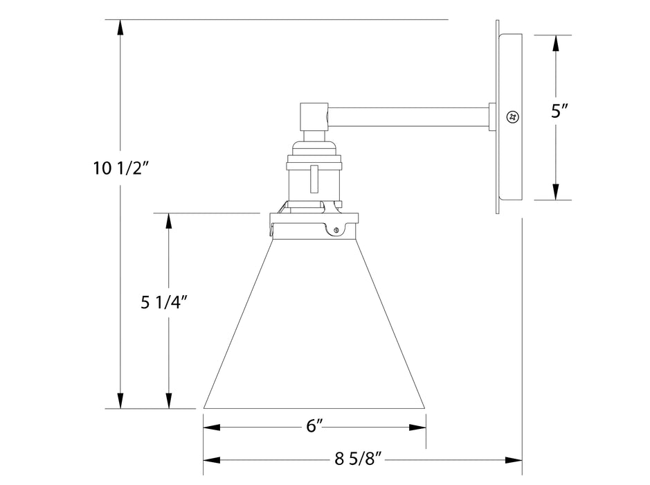 Uno 6" Wall Sconce in Slate Gray with Brushed Nickel Line Drawing