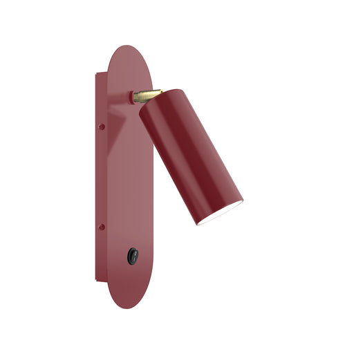 Martin Adjustable Wall Sconce in Barn Red with Brushed Brass Accents | Montclair Light Works