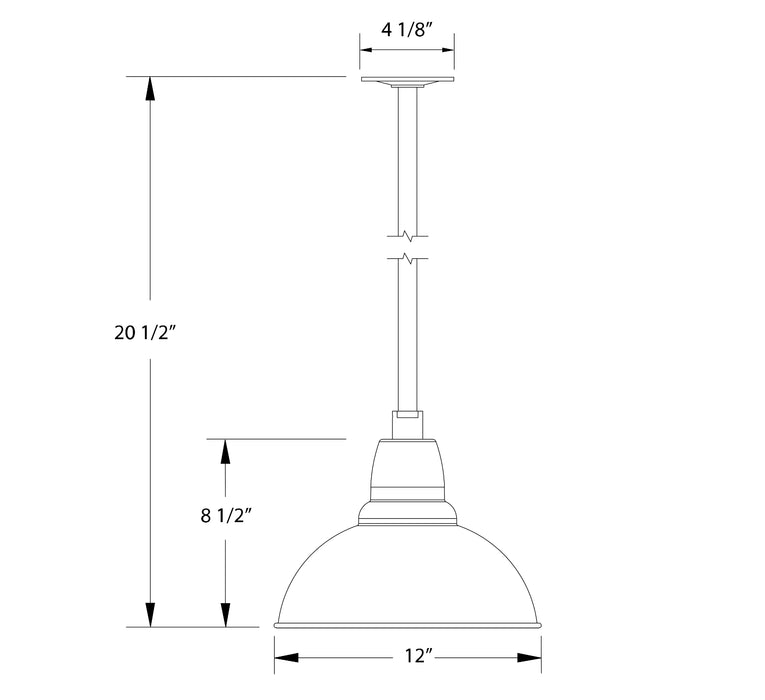 Cafe 12" stem mount pendant in Black Line Drawing