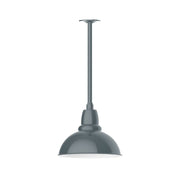 Slate gray dome stem-mount pendant with wide smooth shade and top cap