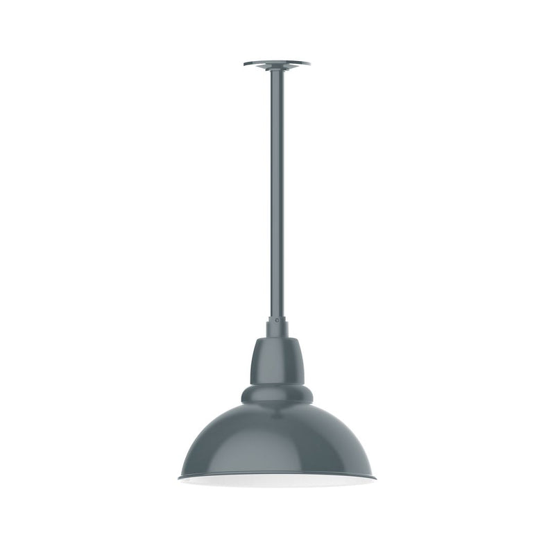 Slate gray dome stem-mount pendant with wide smooth shade and top cap