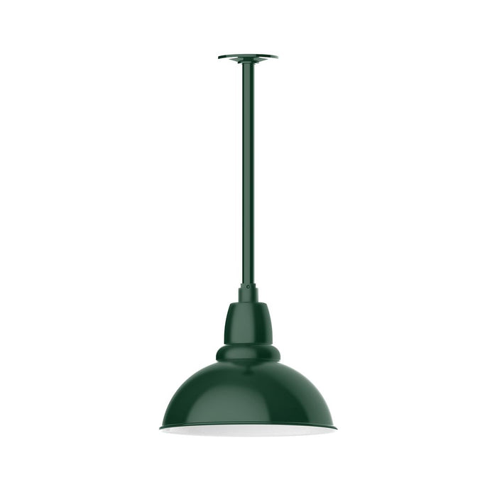 Cafe 12" Stem Mount Pendant Light in Forest Green