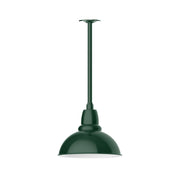Forest green 12-inch cafe stem-mount pendant with domed metal shade
