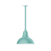 Sea green stem-mount pendant light with dome shade