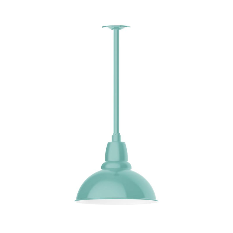 Sea green stem-mount pendant light with dome shade