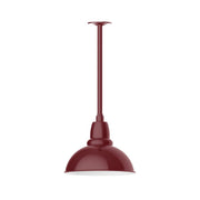 Barn Red stem mount pendant with domed metal shade and central hanging rod