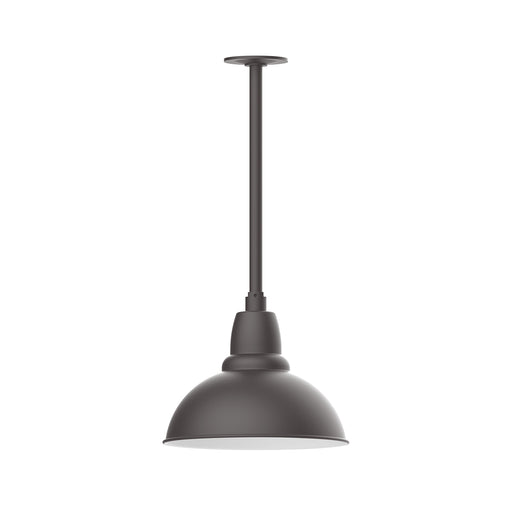Bronze matte stem-mount pendant with round bell shade