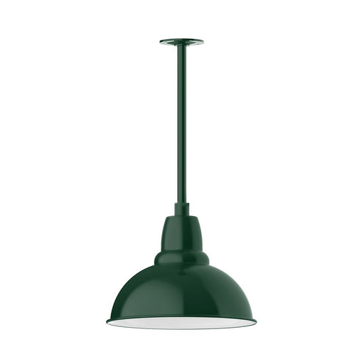 Forest green dome pendant light with stem mount and flared bottom