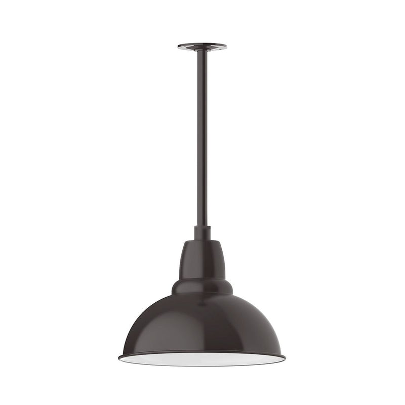 Bronze LED pendant light with dome shade and stem mount