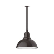 Architectural bronze LED stem mount pendant light with bell-shaped shade
