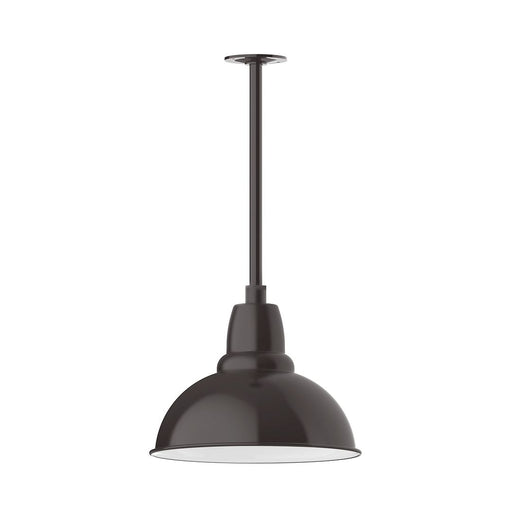Architectural bronze LED stem mount pendant light with bell-shaped shade