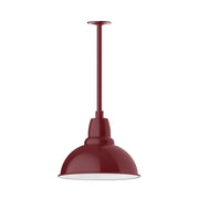 Barn Red stem-mount pendant lamp with domed shade and downward light opening