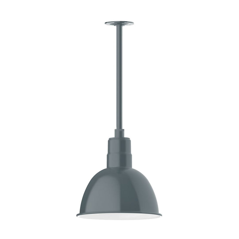 Slate gray pendant stem mount with domed bell shade