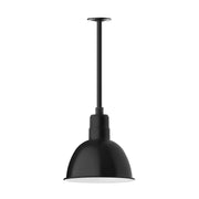 Black deep-bowl pendant stem mount with round canopy and down rod