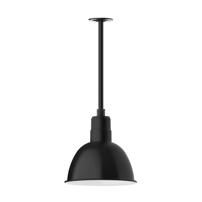 Black deep-bowl pendant stem mount with round canopy and down rod