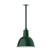 Forest green pendant stem mount with domed deep bowl shade