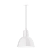White pendant stem mount with deep bowl shade and straight hanging stem