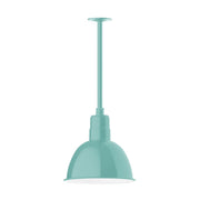 Sea green dome pendant shade with straight stem mount and ceiling canopy