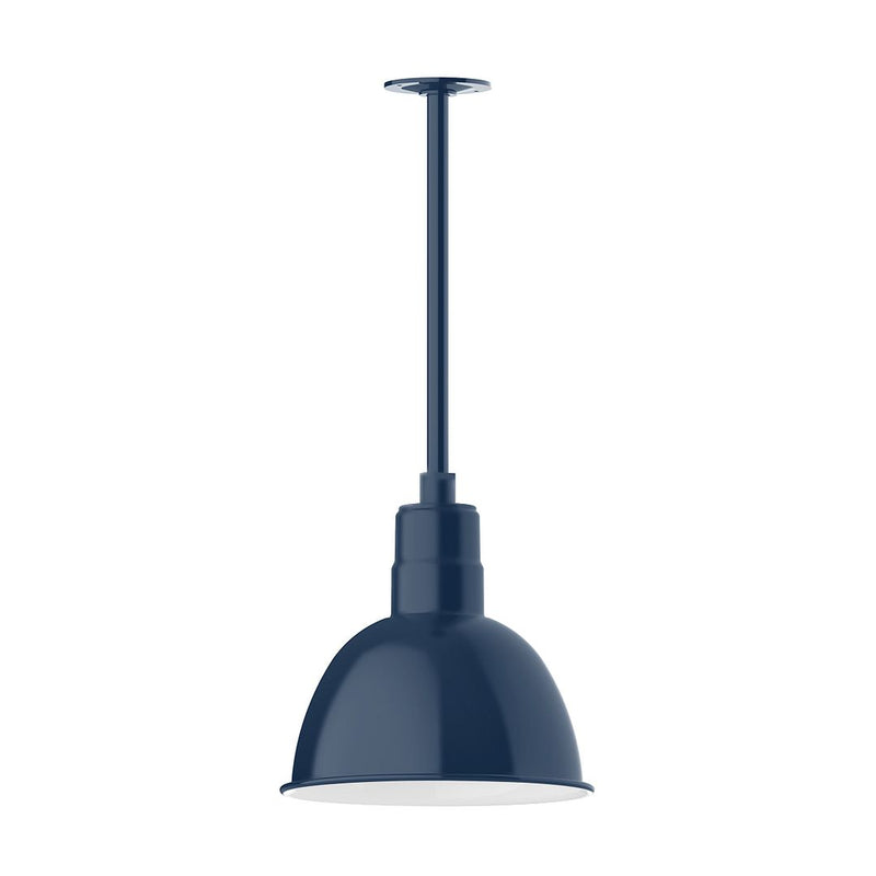 Navy pendant stem mount with domed shade and round canopy