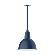 Navy deep-bowl pendant stem mount with single bell shade