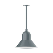 Slate gray stem-mount pendant with bell shade