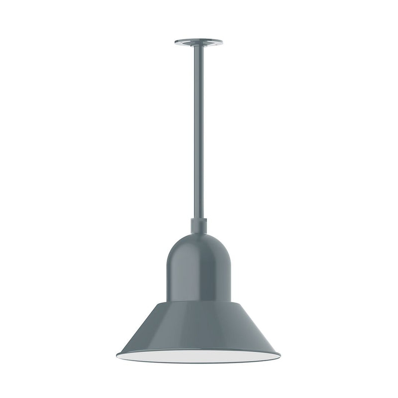 Slate gray stem-mount pendant with bell shade