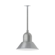 Painted galvanized LED stem mount pendant light with dome shade and straight rod