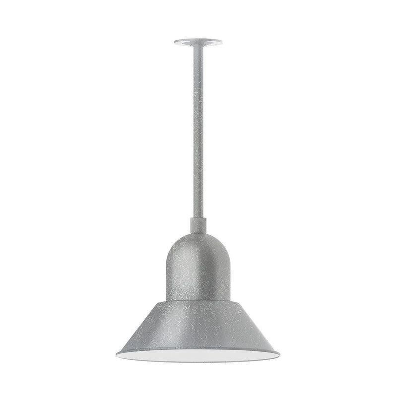 Painted galvanized LED stem mount pendant with bell shade and straight stem