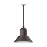 Architectural bronze LED pendant light with stem and bell-shaped shade