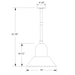 Prima 14" LED Pendant, stem mount in Forest Green Line Drawing