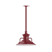 Barn Red stem-mounted pendant light with domed base and side handles