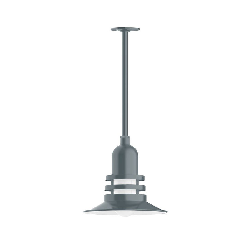 Slate gray pendant light with stem mount and flared diffuser base