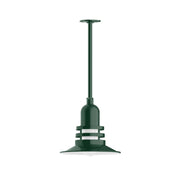 Forest green atomic 12-inch pendant with stem mount and ribbed shade