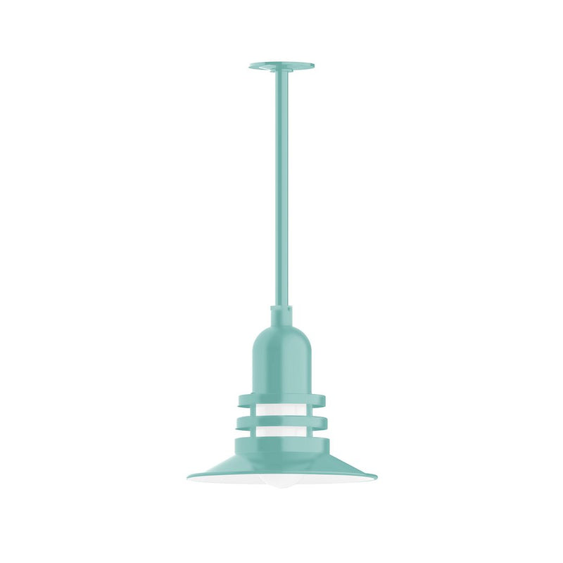 Sea green 12" pendant light with stem mount and flared bell shade