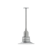 Atomic 12 in pendant with gray stem mount and flared metal shade