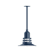 Navy atomic 12 in pendant light with stem mount and flared metal shade