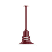 Barn Red atomic 12-inch pendant light with flared canopy and stem mount