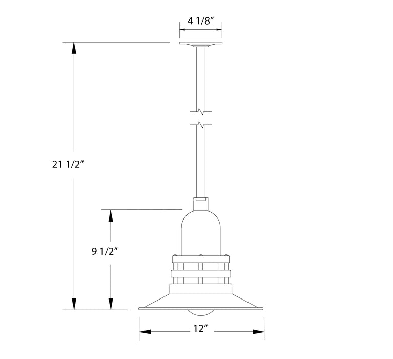 Atomic 12" pendant, stem mount in Slate Gray Line Drawing