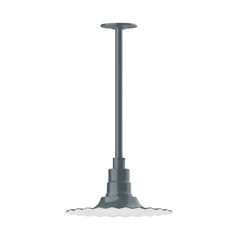 Slate gray pendant stem mount with circular canopy and mounting plate