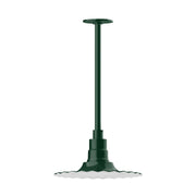 Forest green radial 12-inch pendant lamp with straight stem and round canopy