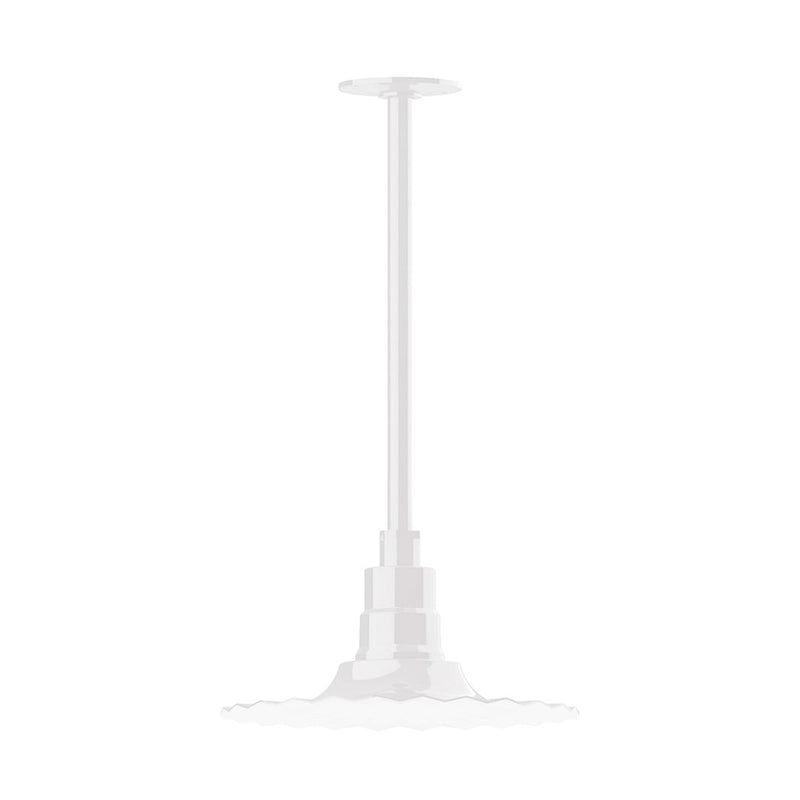 White radial 12-inch pendant light with stem mount
