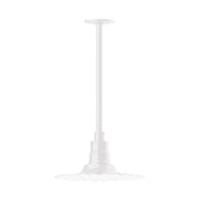 White stem-mounted pendant light with long vertical rod and round ceiling canopy