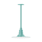 Sea green radial 12 in pendant with stem mount and wide bell base