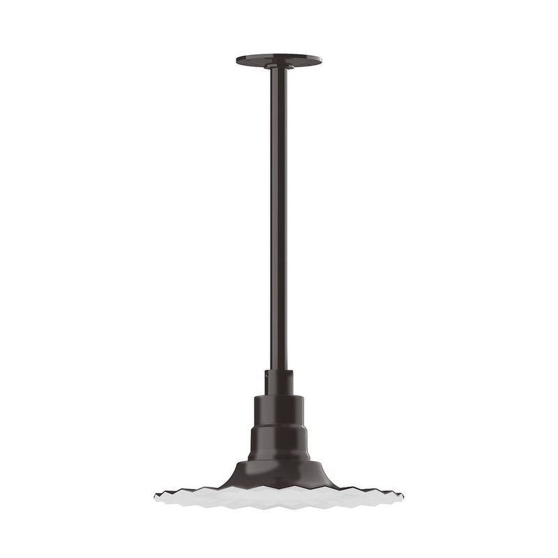 Architectural bronze stem-mounted pendant with round canopy and flared base
