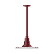 Barn red radial 12 in pendant with stem mount and flared circular shade base
