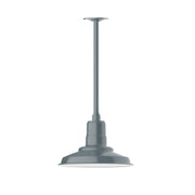 Slate gray stem mount pendant with flared bell shade, flush canopy