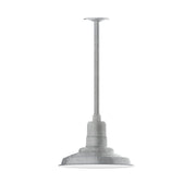Painted galvanized LED stem mount pendant, light gray dome shade.
