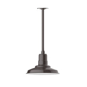 Architectural bronze stem mount pendant light with bell shade and straight stem